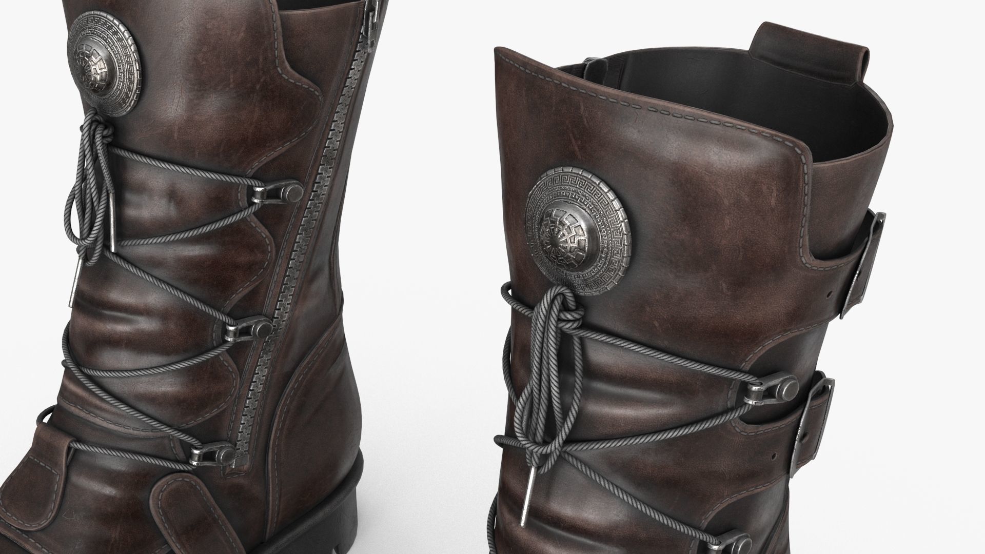 Leather Boots Low-poly 3D model_5