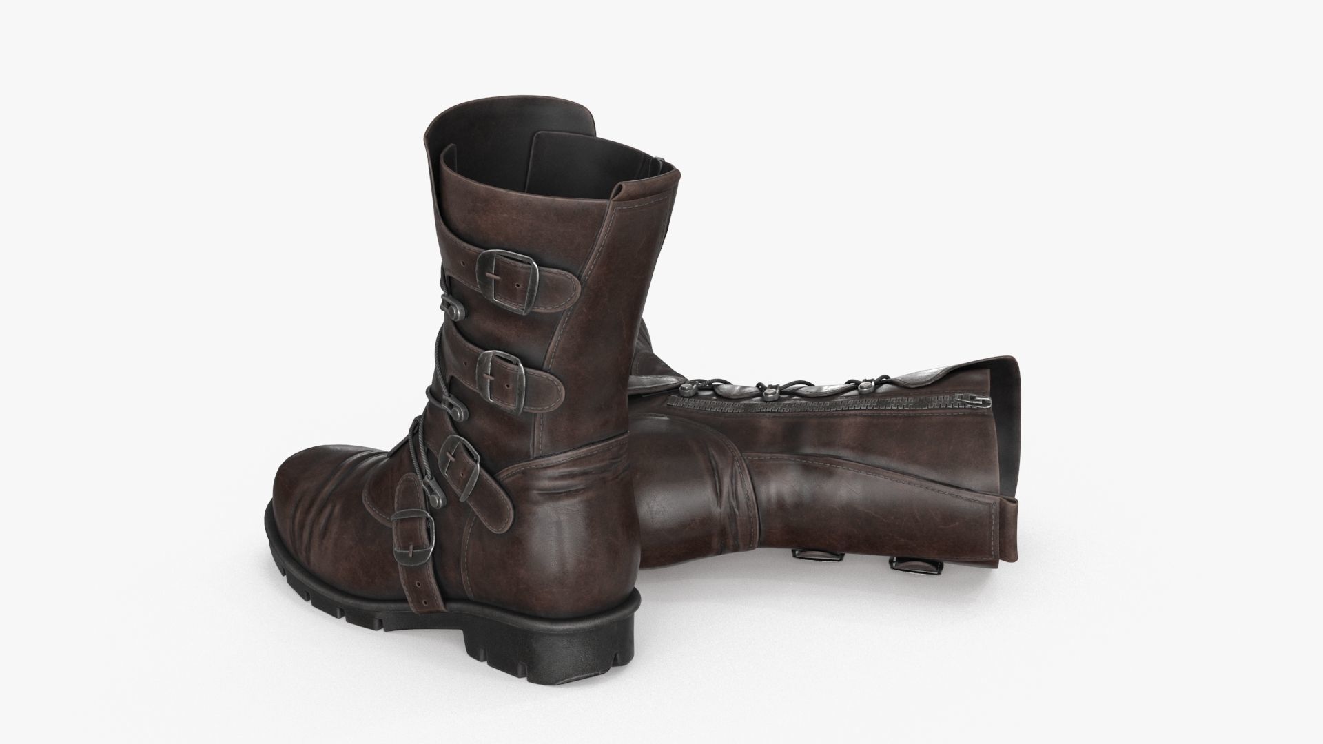 Leather Boots Low-poly 3D model_13