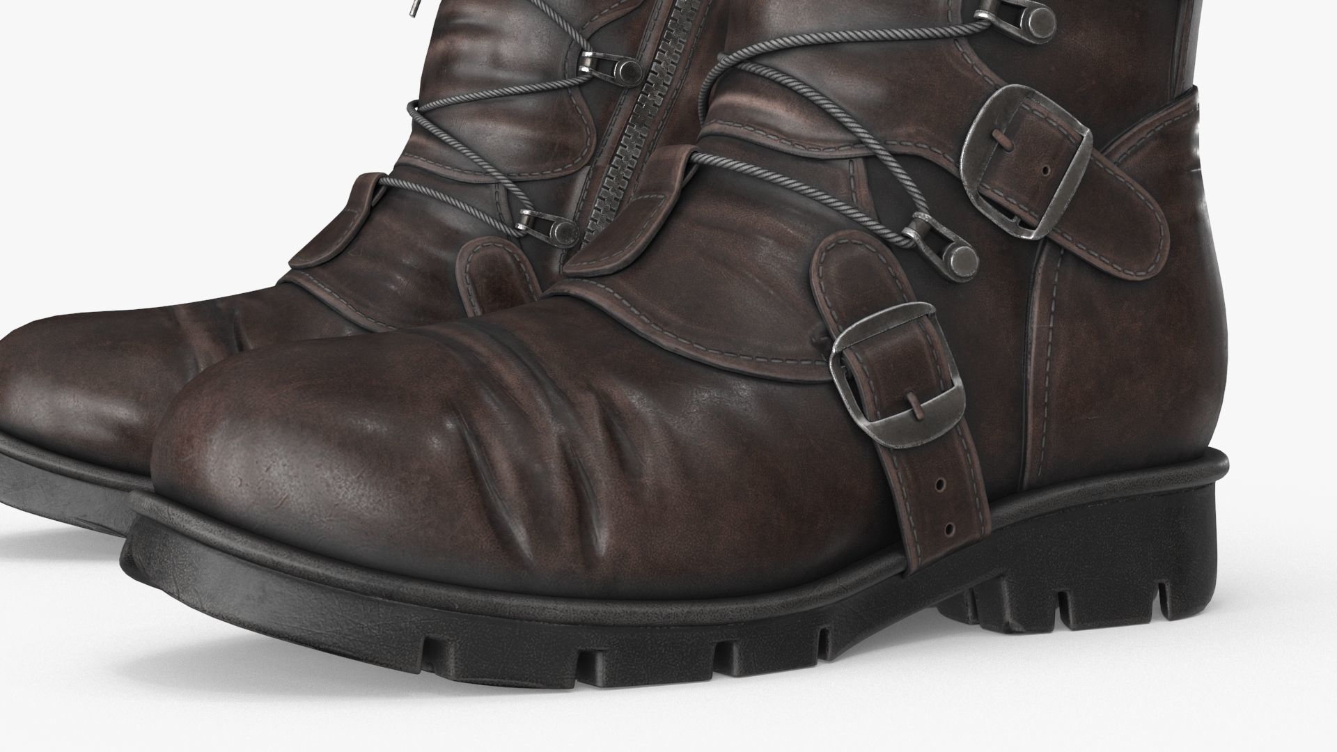 Leather Boots Low-poly 3D model_6