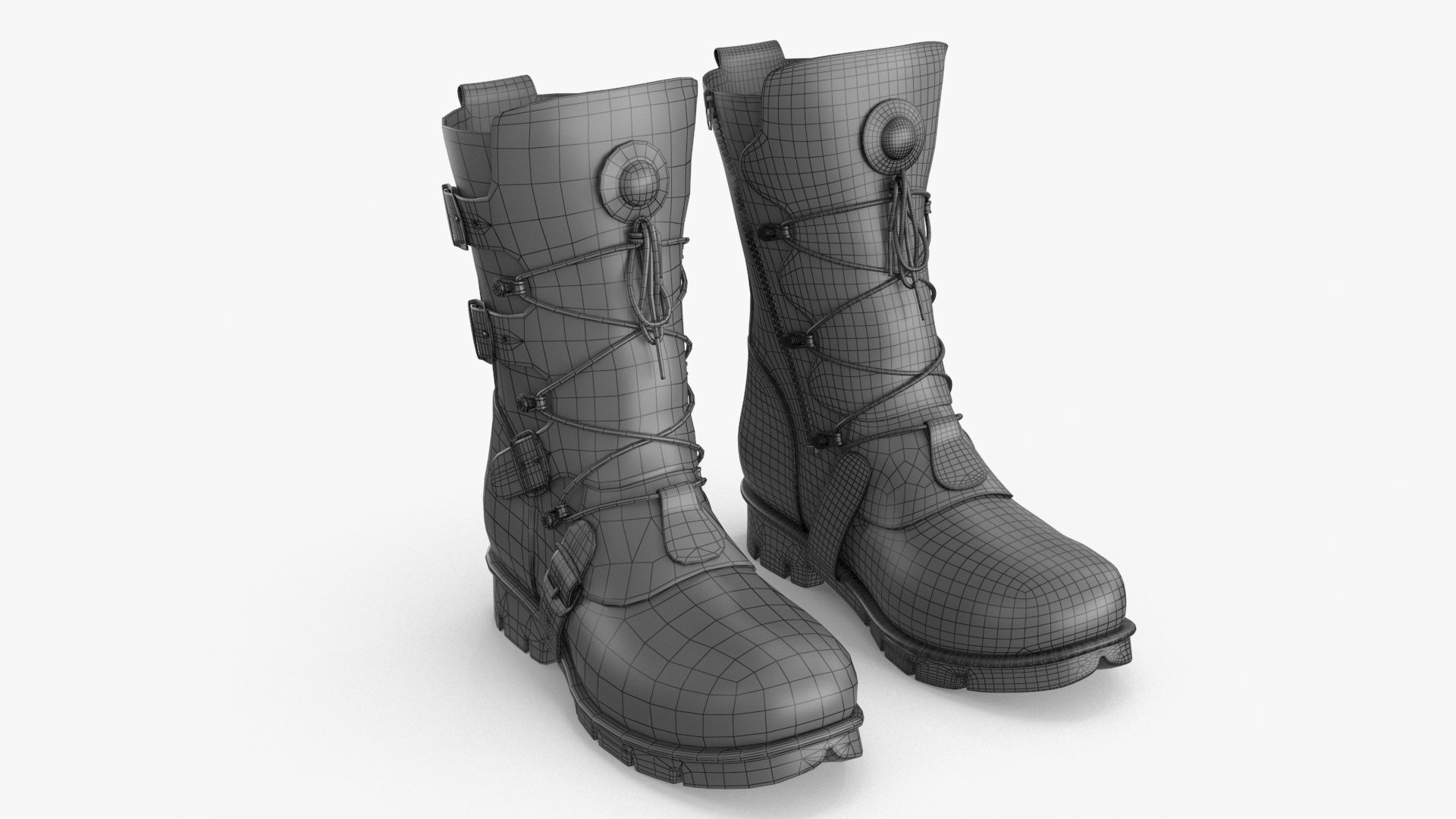 Leather Boots Low-poly 3D model_17