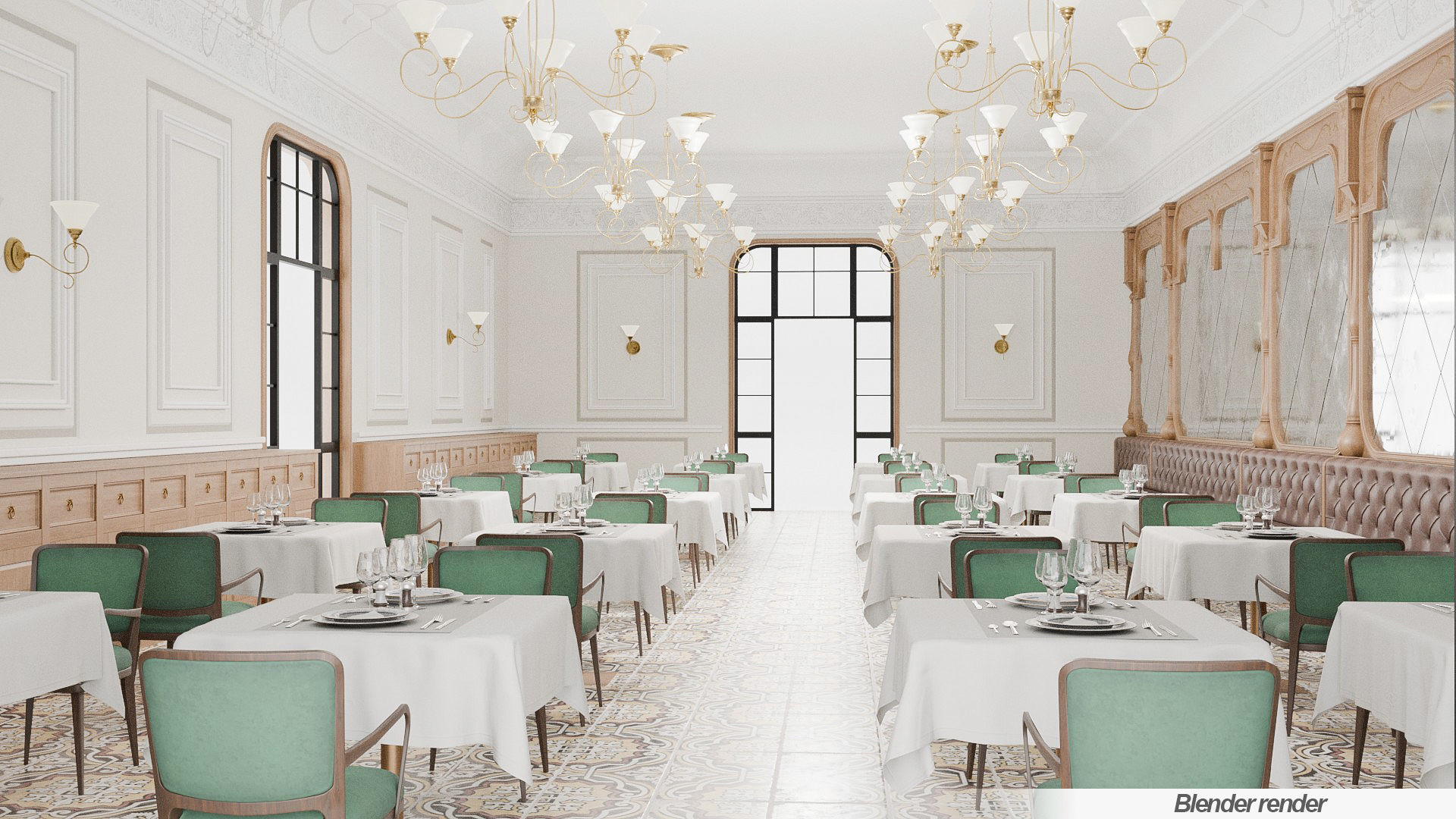 Modular Low poly restaurant Low-poly 3D model_3