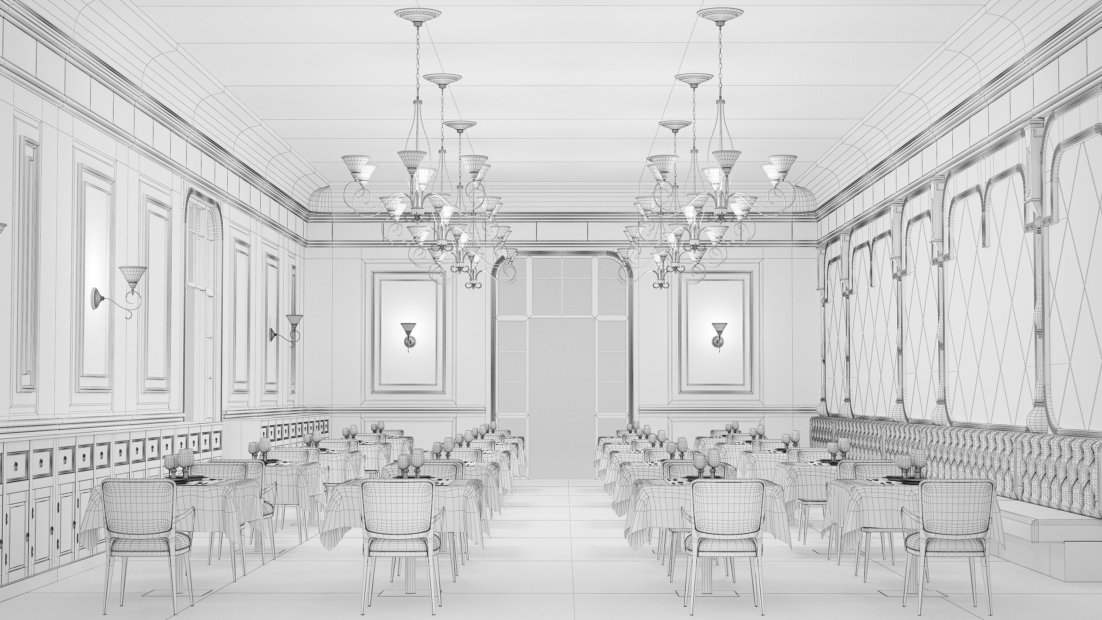 Modular Low poly restaurant Low-poly 3D model_1