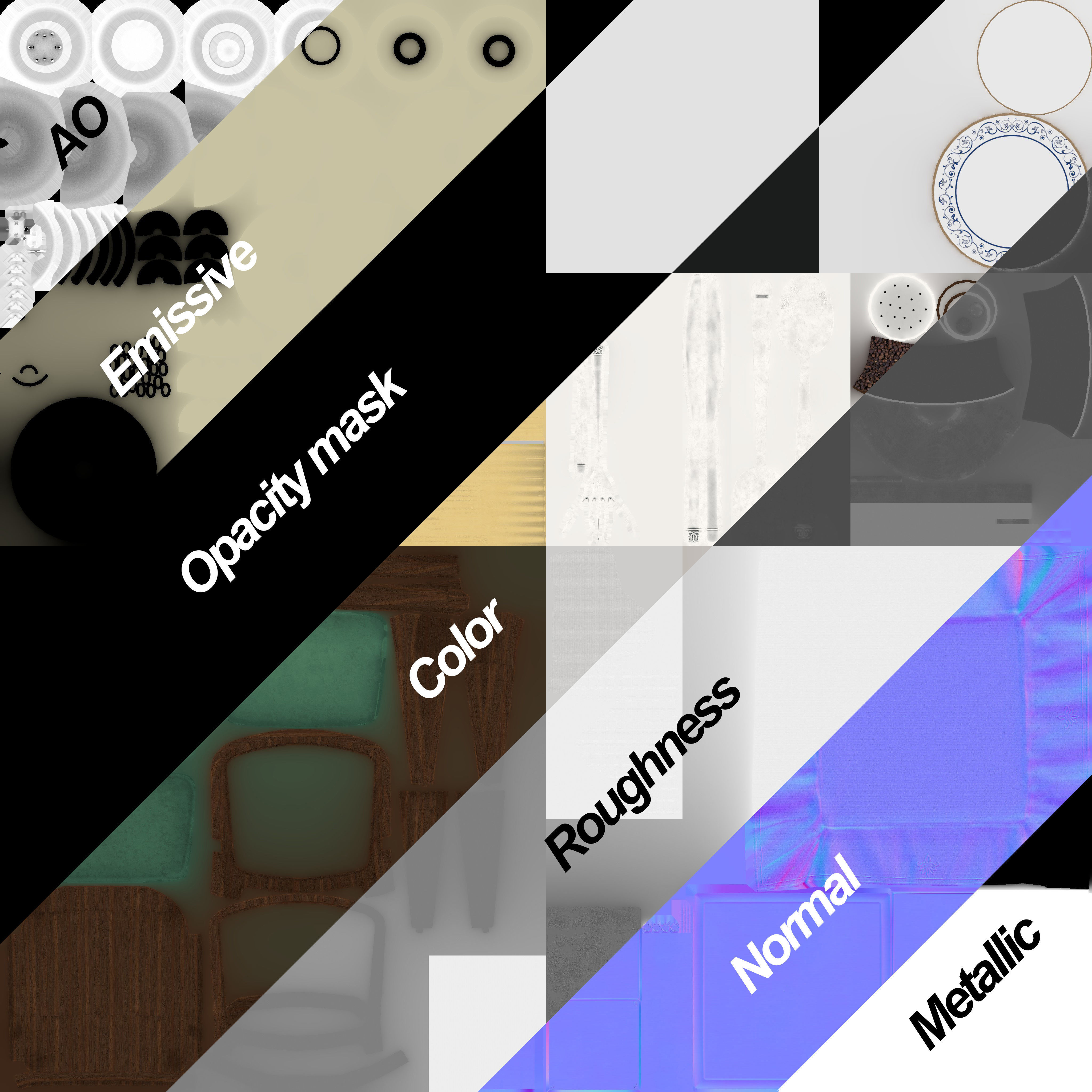 Modular Low poly restaurant Low-poly 3D model_5