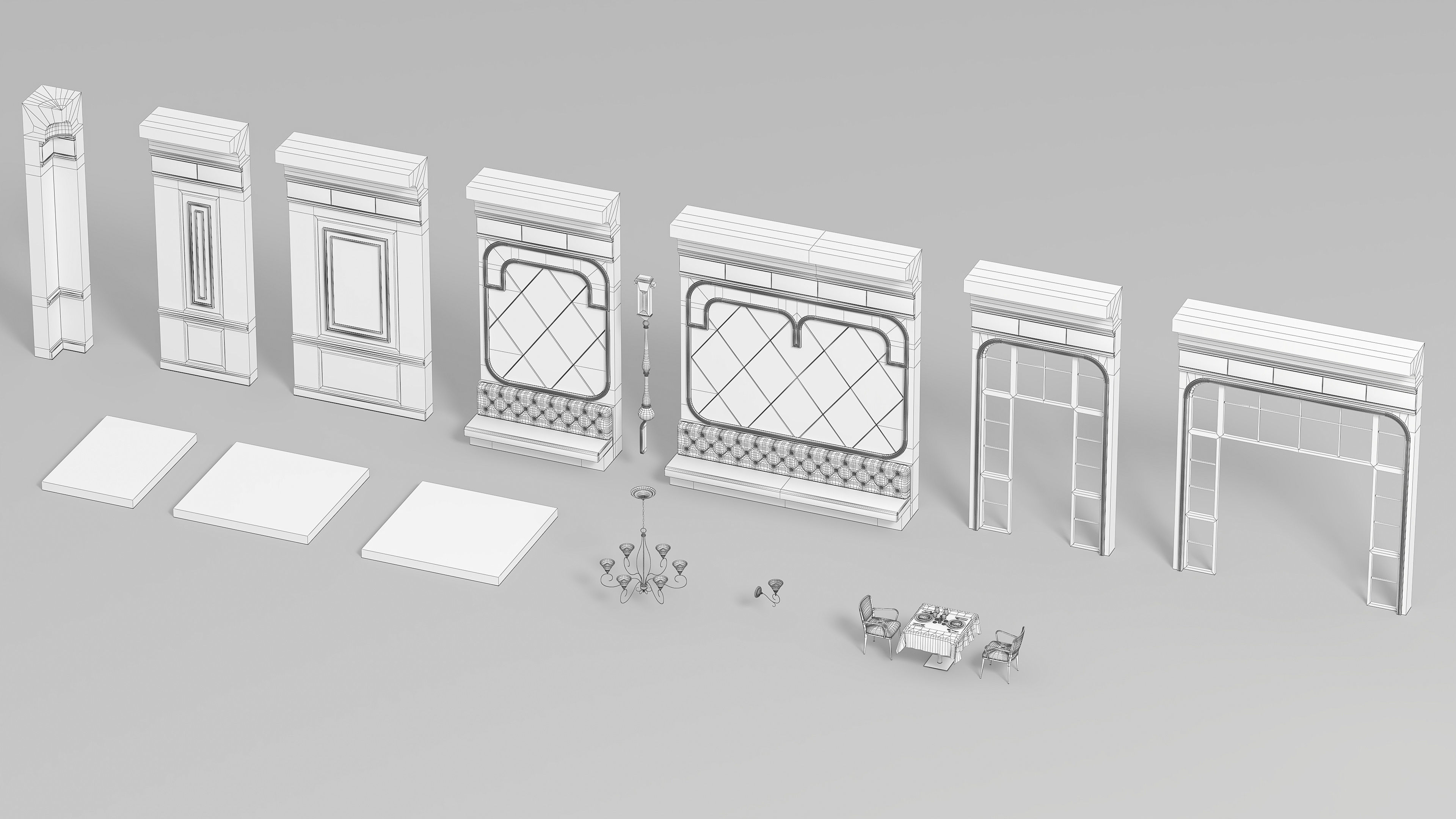 Modular Low poly restaurant Low-poly 3D model_8