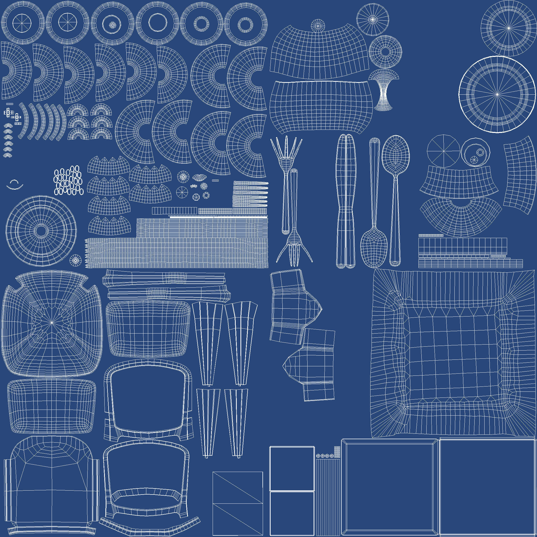 Modular Low poly restaurant Low-poly 3D model_6