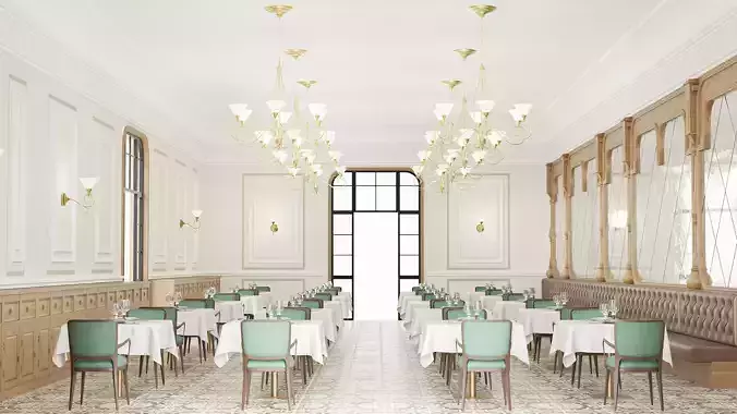 Modular Low poly restaurant Low-poly 3D model