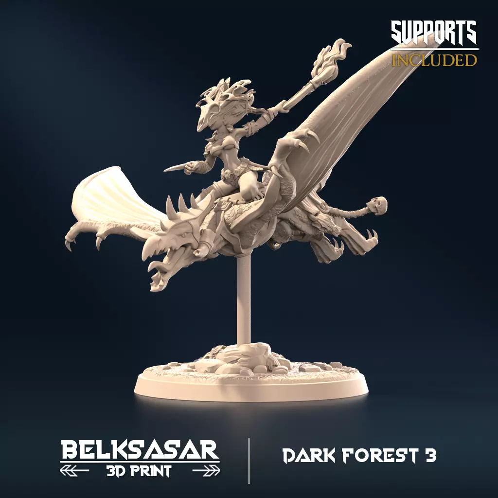 Flying Pterodactyl Rider - Dinosaur Forest Terror A 3D print model