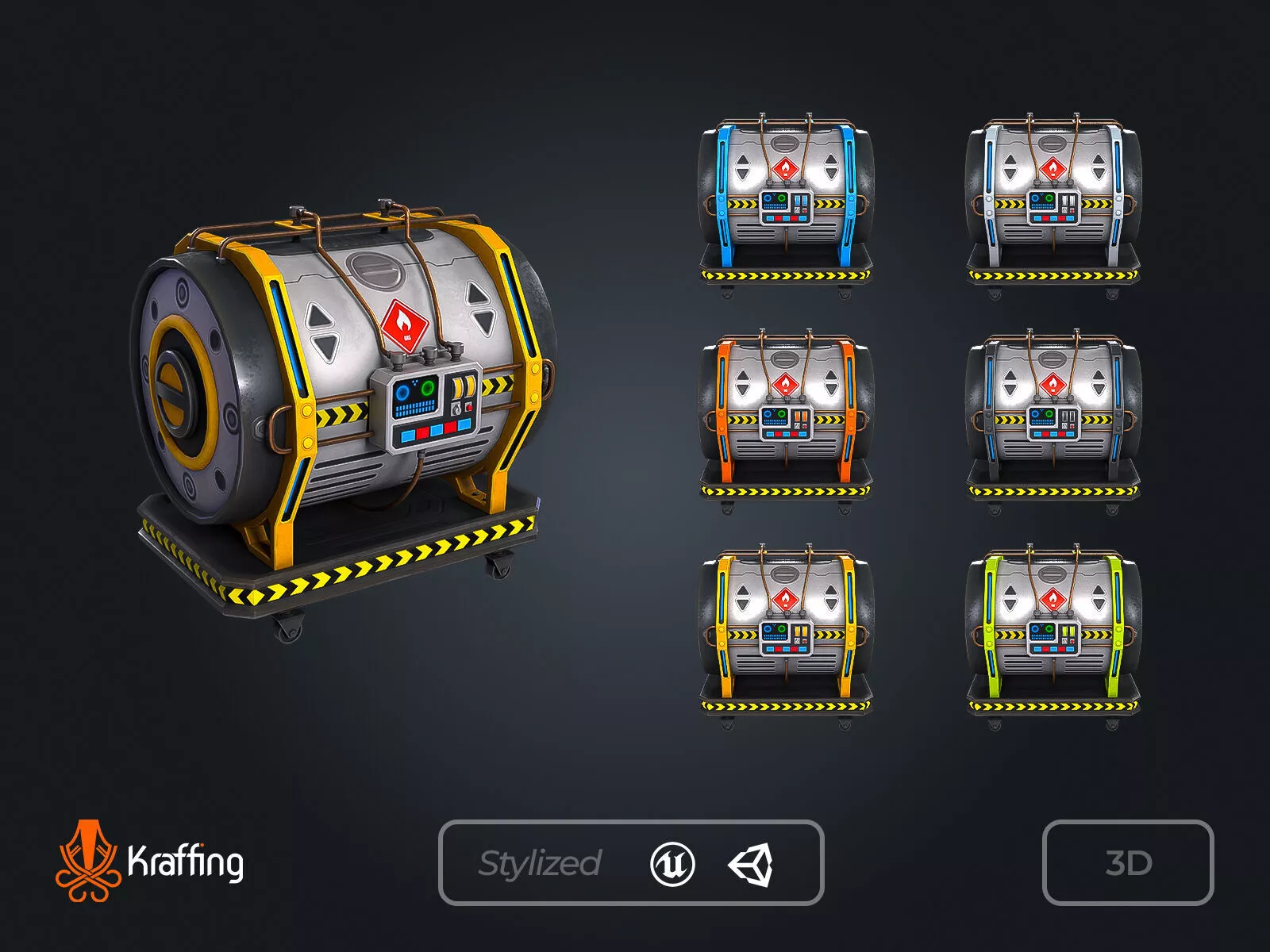 SCI-FI Fuel Tank V1 Futuristic Storage Low-poly 3D model
