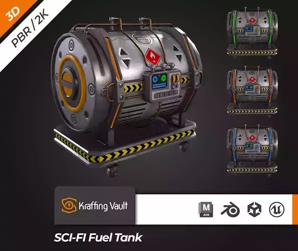 SCI-FI Fuel Tank Low-poly 3D model