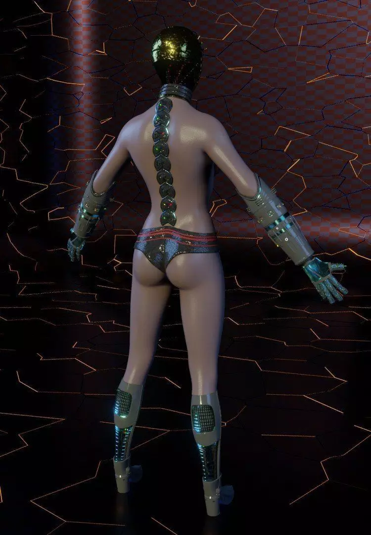 FEMALE CYBORG 3D model_0