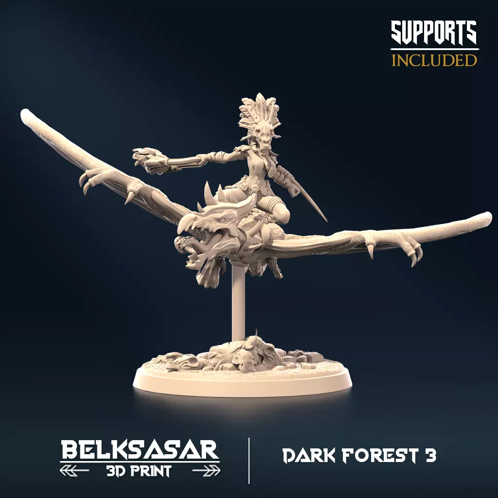 Flying Pterodactyl Rider - Dinosaur Forest Terror C 3D print model