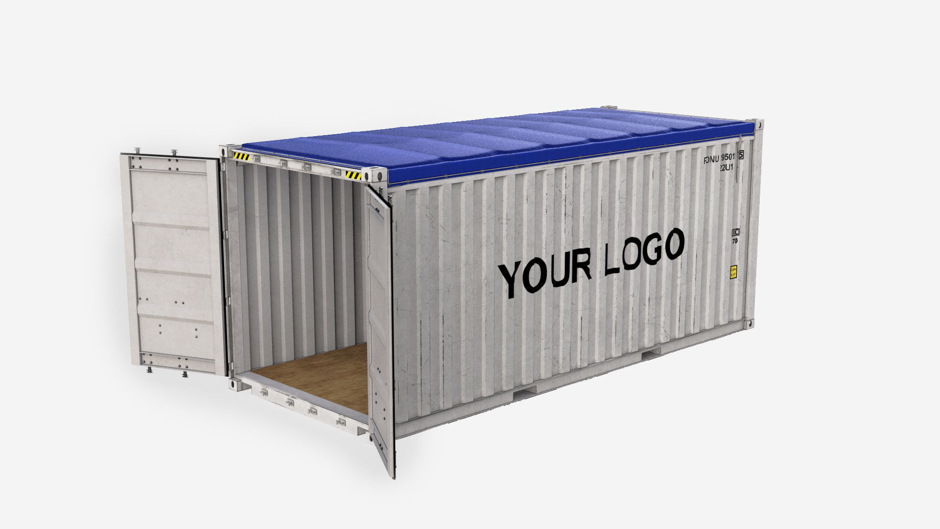 20ft Generic Open Top shipping Container 3D model_11