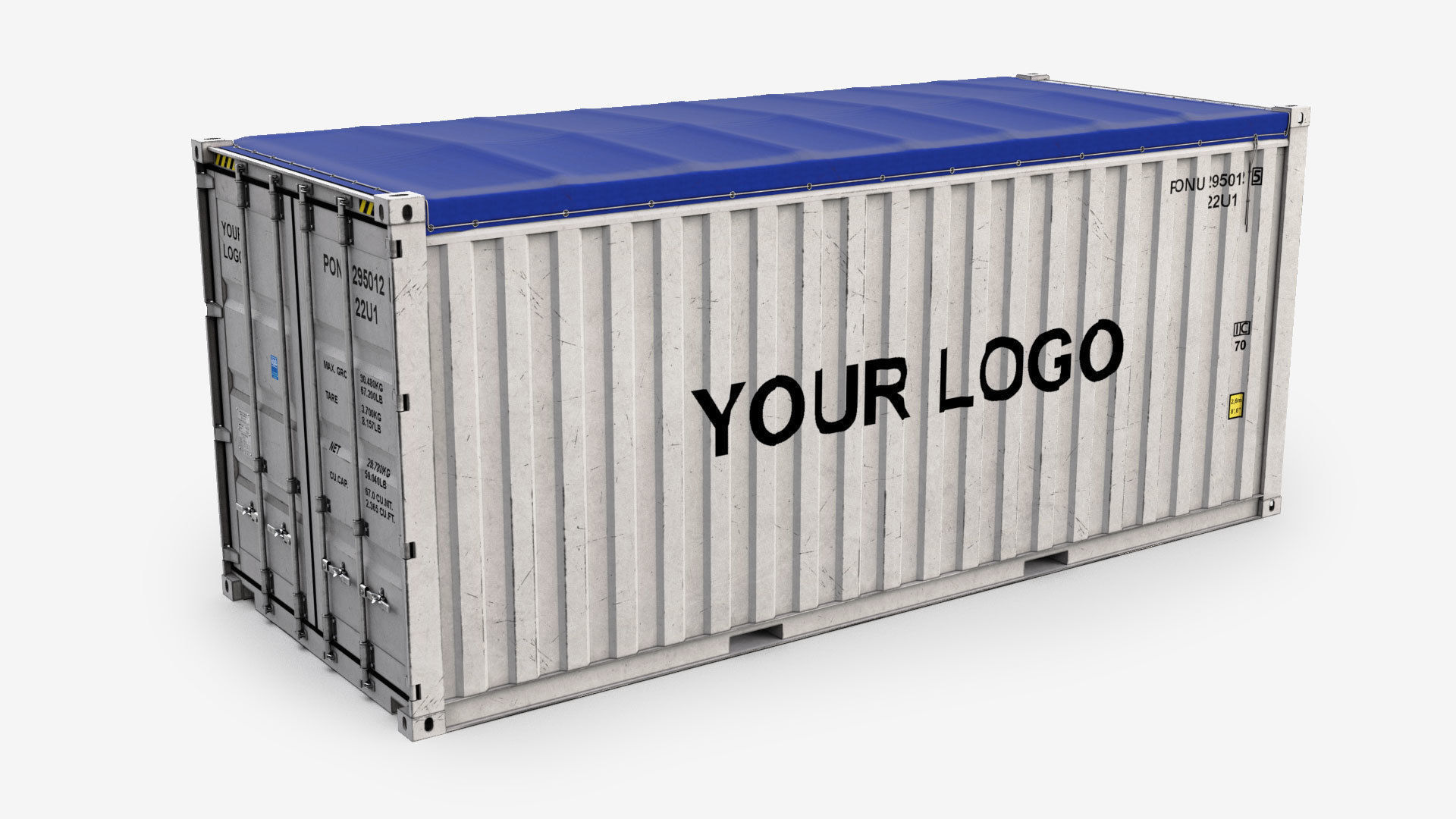 20ft Generic Open Top shipping Container 3D model_1