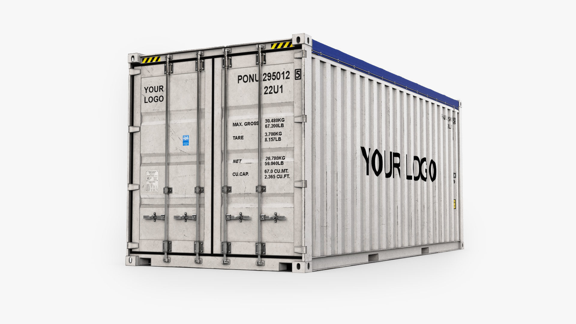 20ft Generic Open Top shipping Container 3D model_2