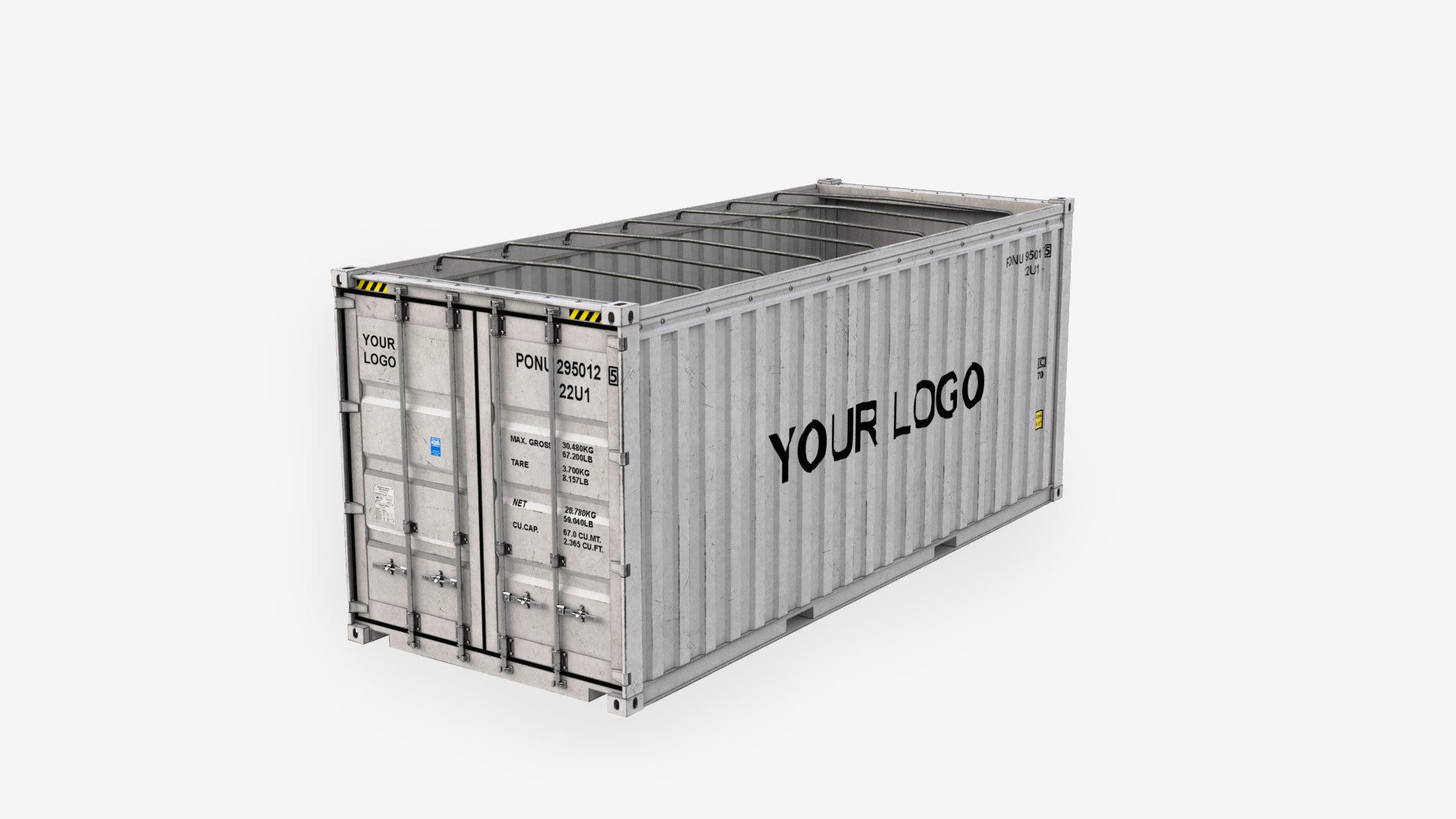 20ft Generic Open Top shipping Container 3D model_9