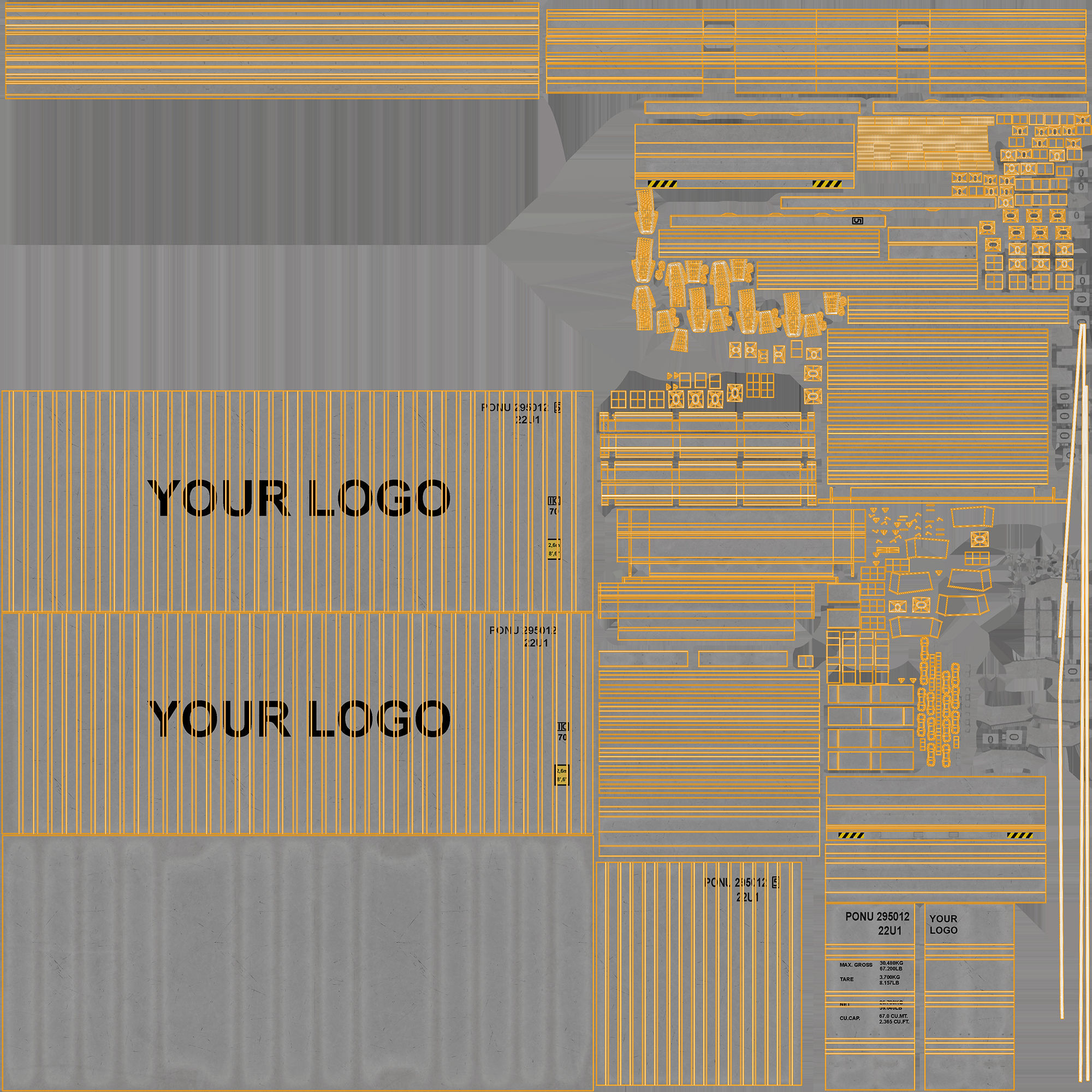 20ft Generic Open Top shipping Container 3D model_12