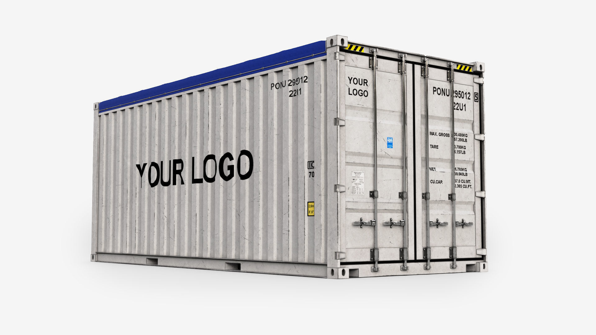 20ft Generic Open Top shipping Container 3D model_3