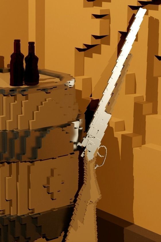 8-Bit Shotgun Low-poly 3D model_1