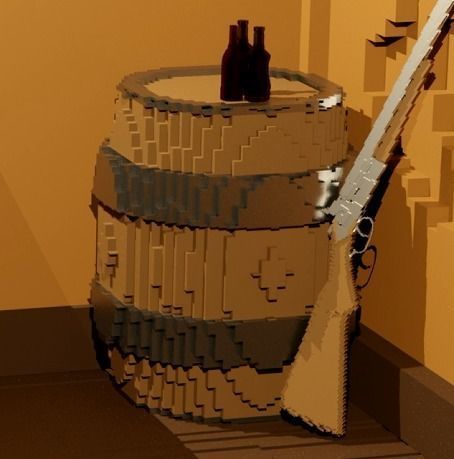 8-Bit Barrel Low-poly 3D model_1