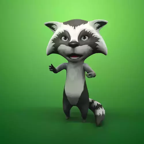 Cartoon Racoon Low-poly 3D model