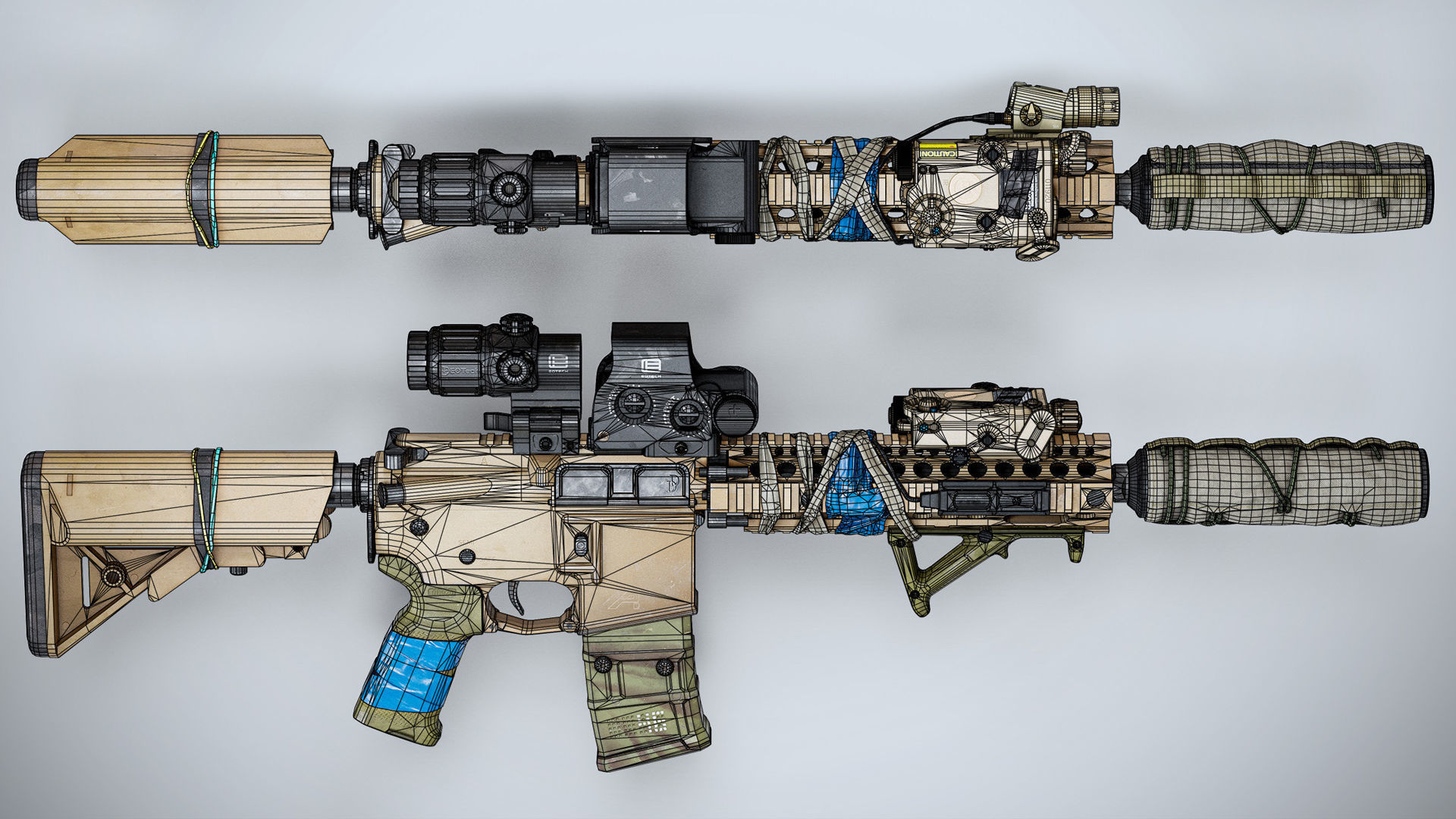 Assault Rifle AR-15 Low-poly 3D model_7