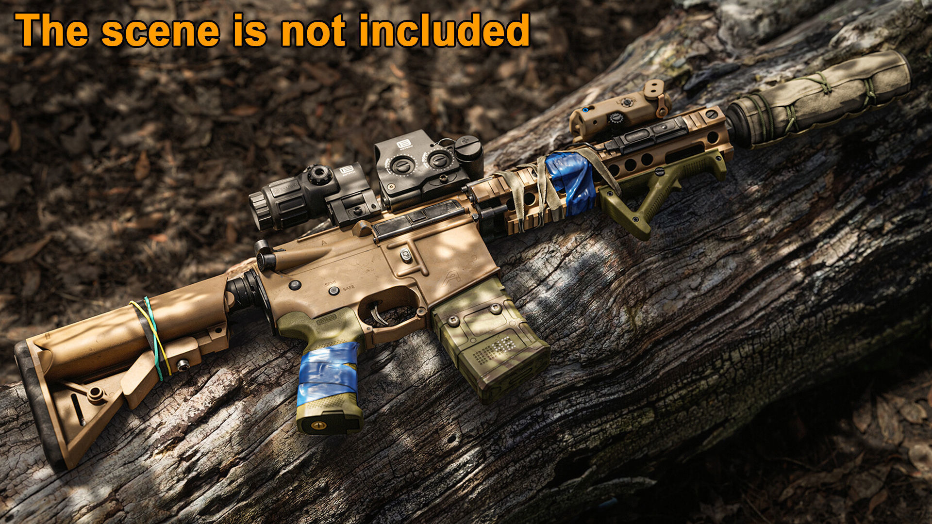 Assault Rifle AR-15 Low-poly 3D model_1