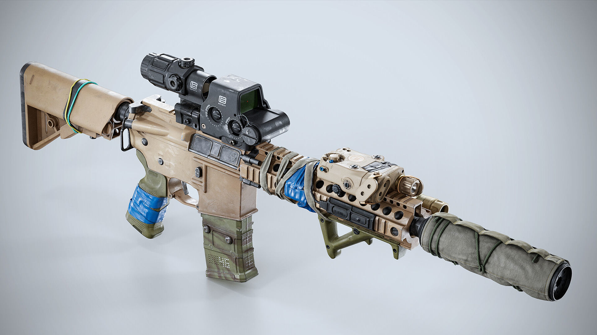 Assault Rifle AR-15 Low-poly 3D model_4