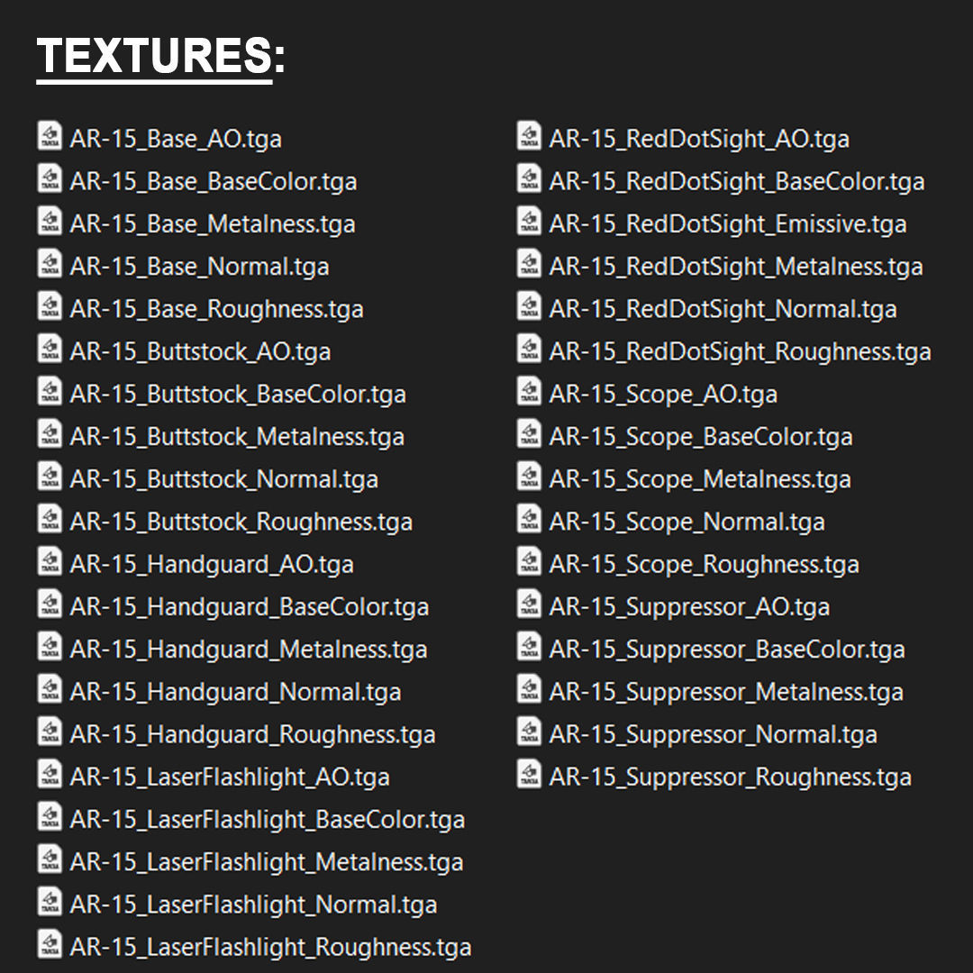 Assault Rifle AR-15 Low-poly 3D model_24