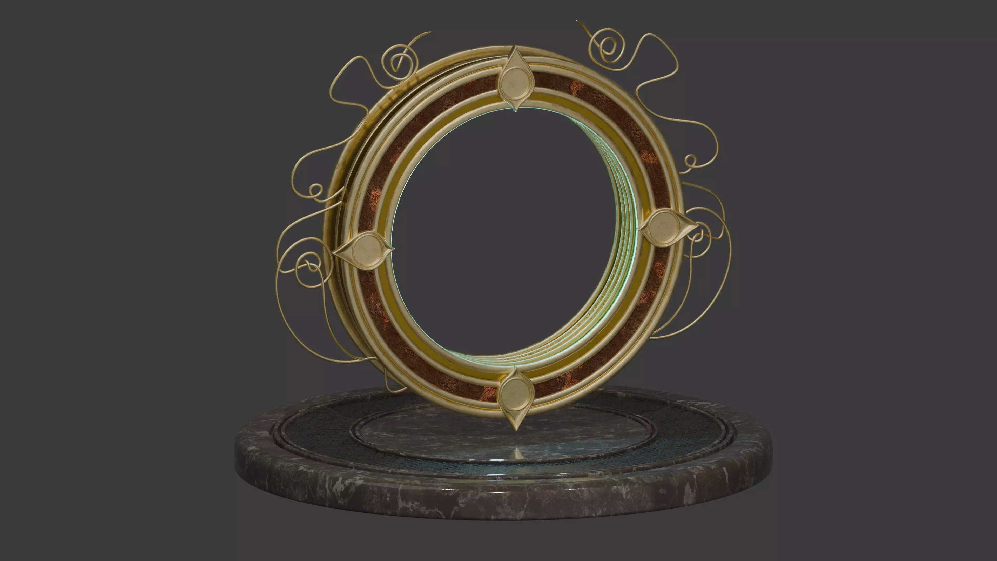  High Poly Fantastic Gold Portal  3D model_0