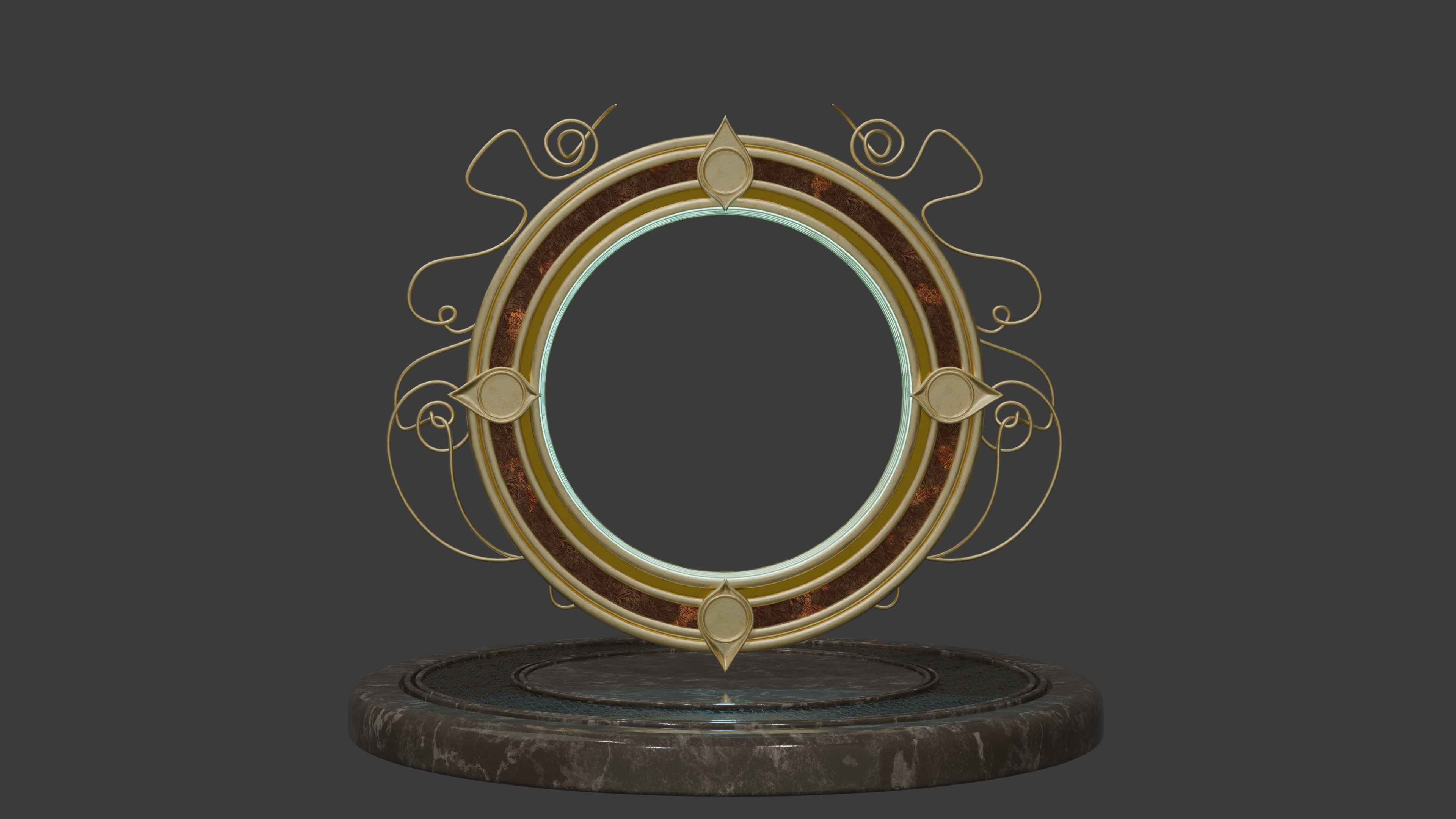  High Poly Fantastic Gold Portal  3D model_4
