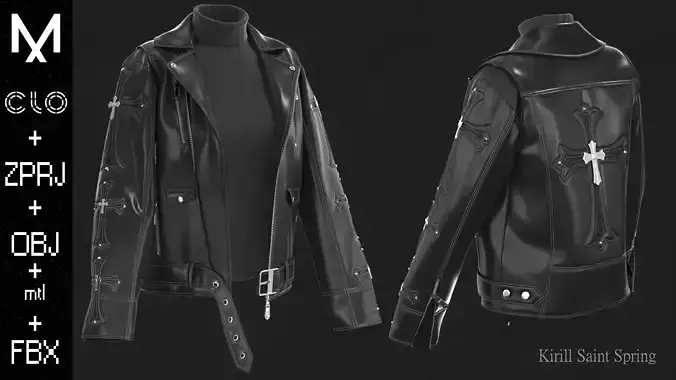 Leather Jacket Marvelous designer Clo3d OBJ mtl FBX ZPRJ
