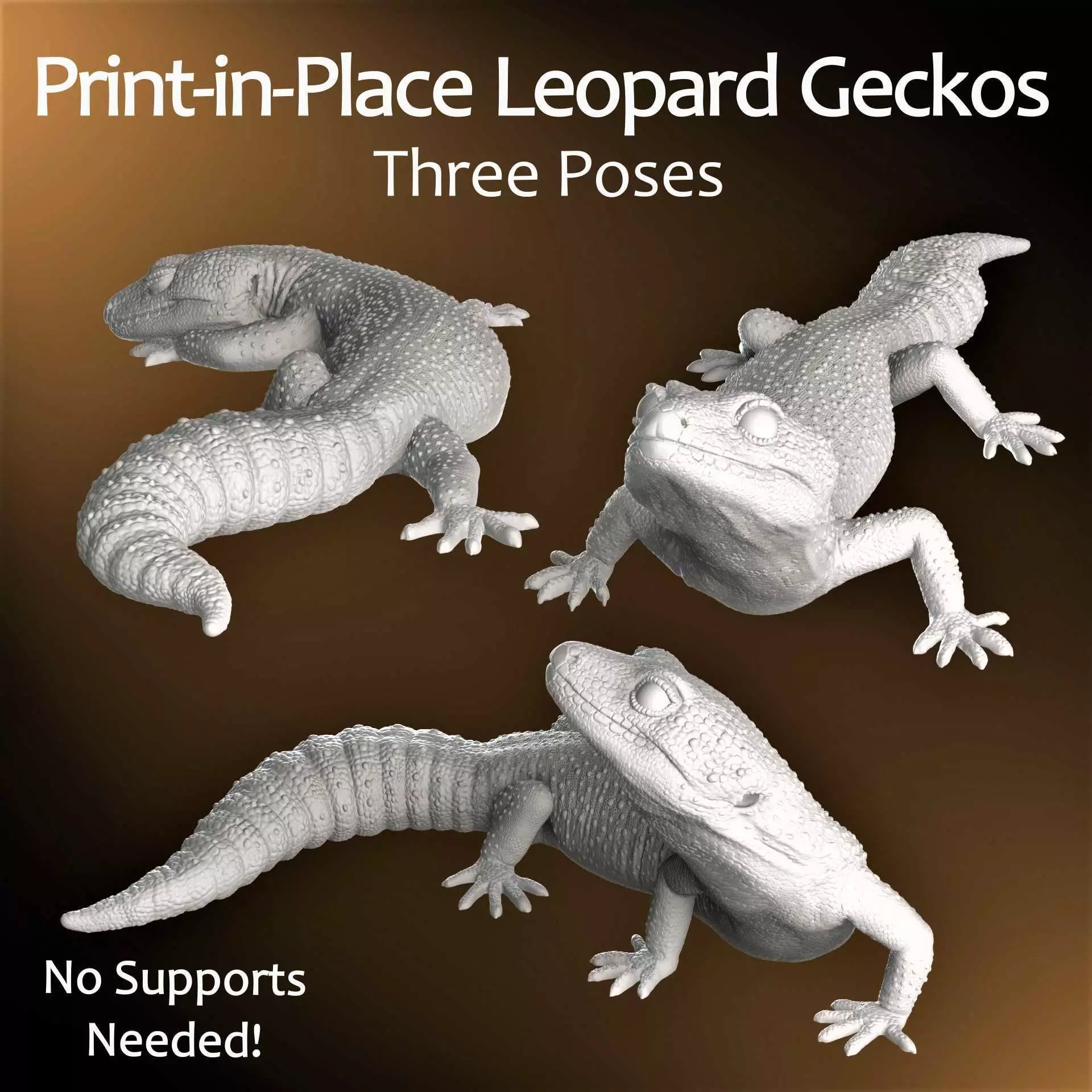 Leopard Geckos Print in Place 3D Print Model 3D print model_0