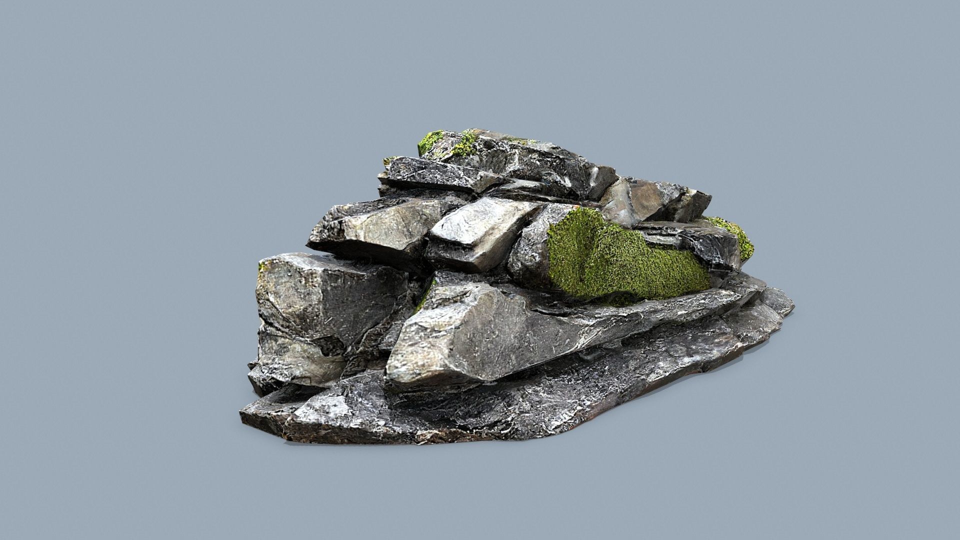 mossy rocks Low-poly 3D model_7
