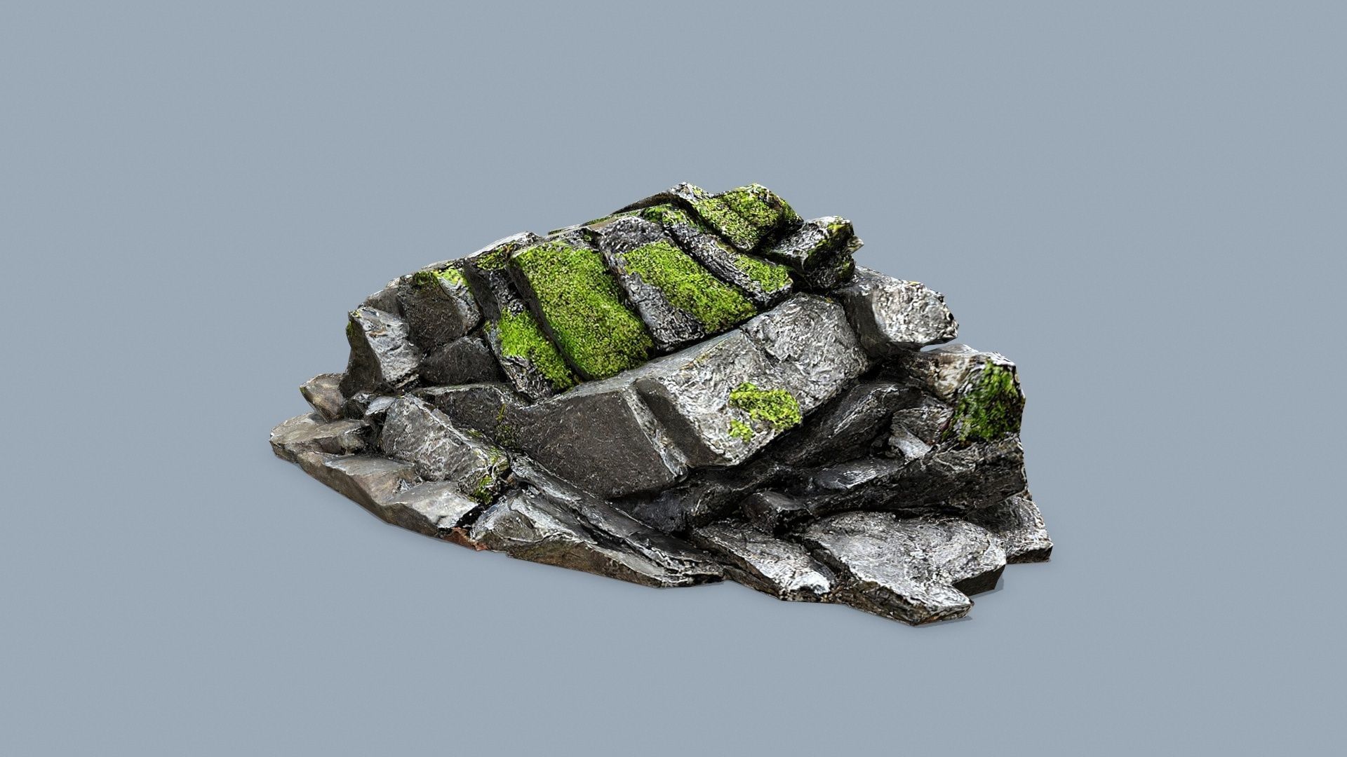 mossy rocks Low-poly 3D model_1