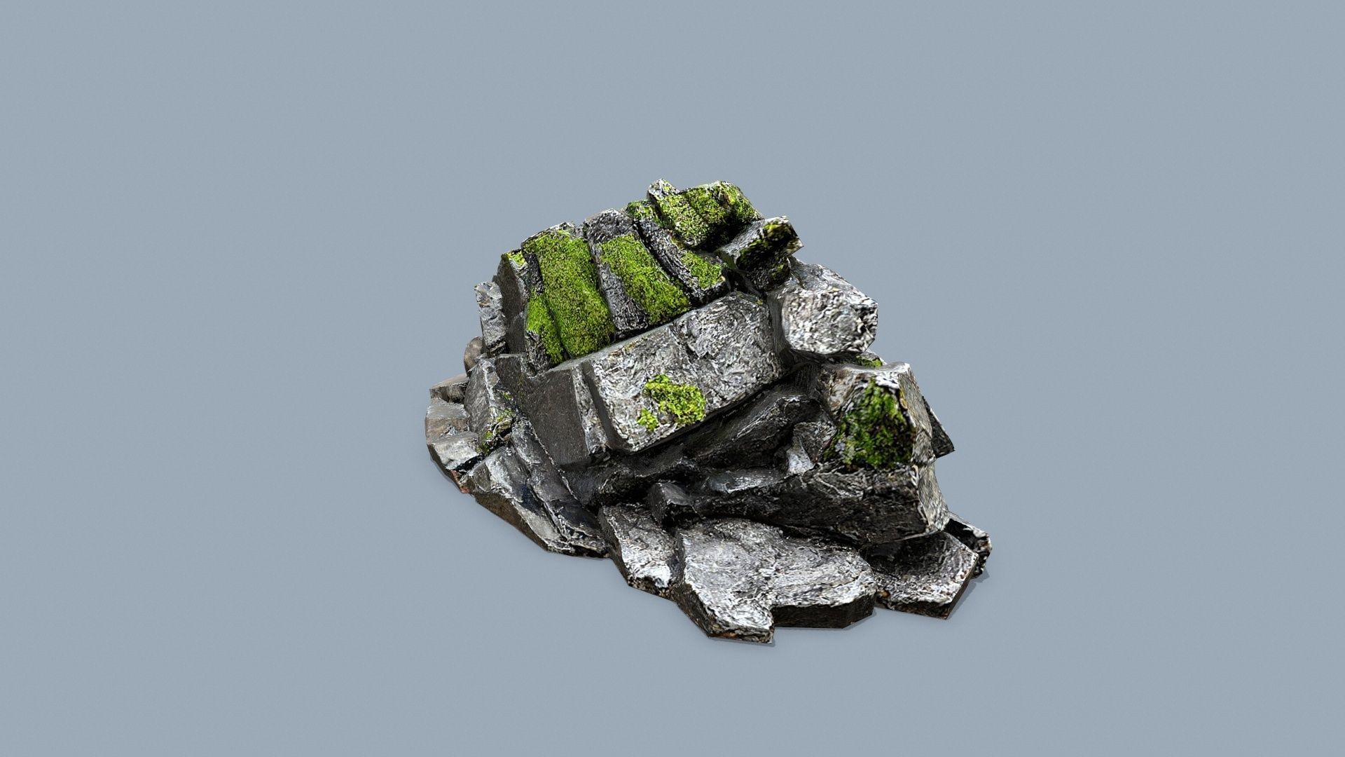 mossy rocks Low-poly 3D model_10