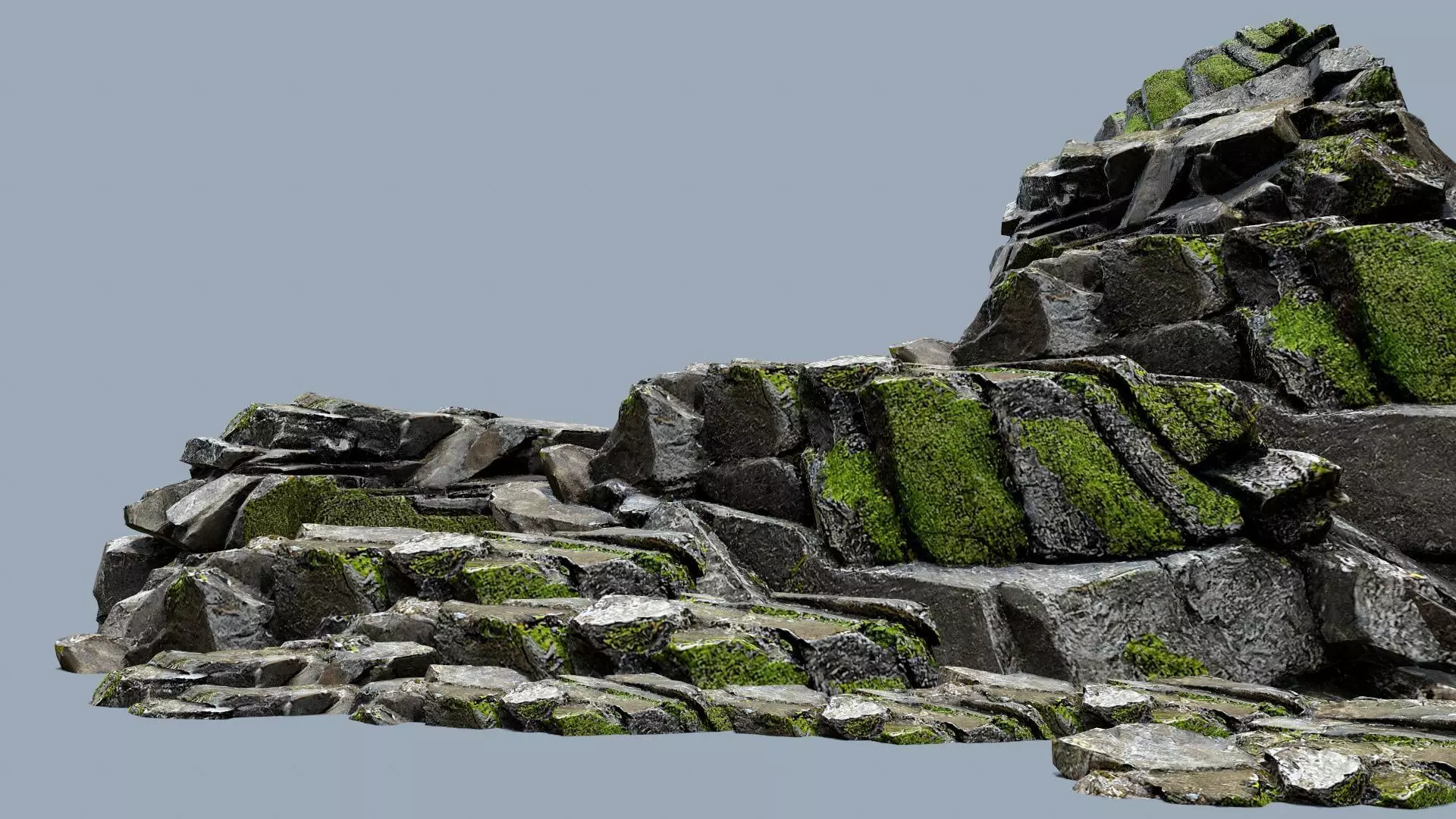 mossy rocks Low-poly 3D model_0