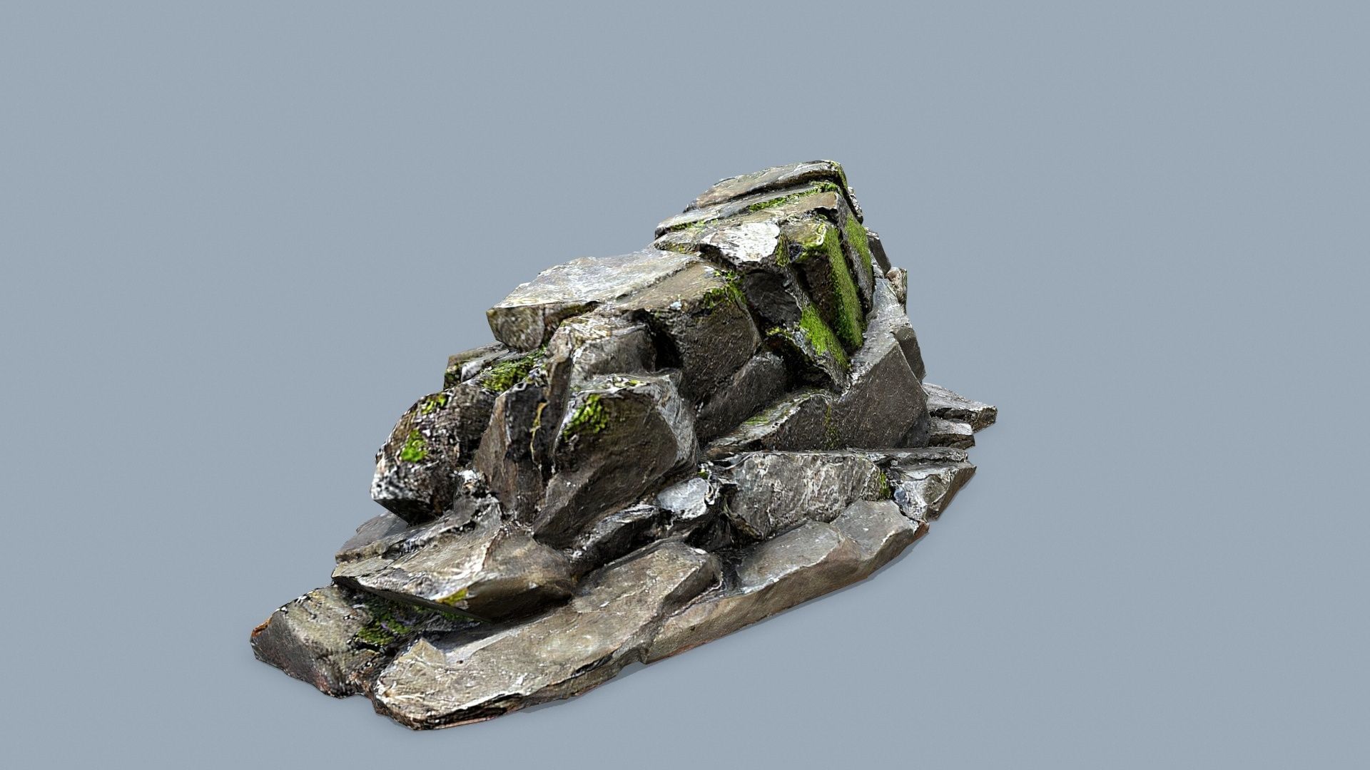 mossy rocks Low-poly 3D model_3