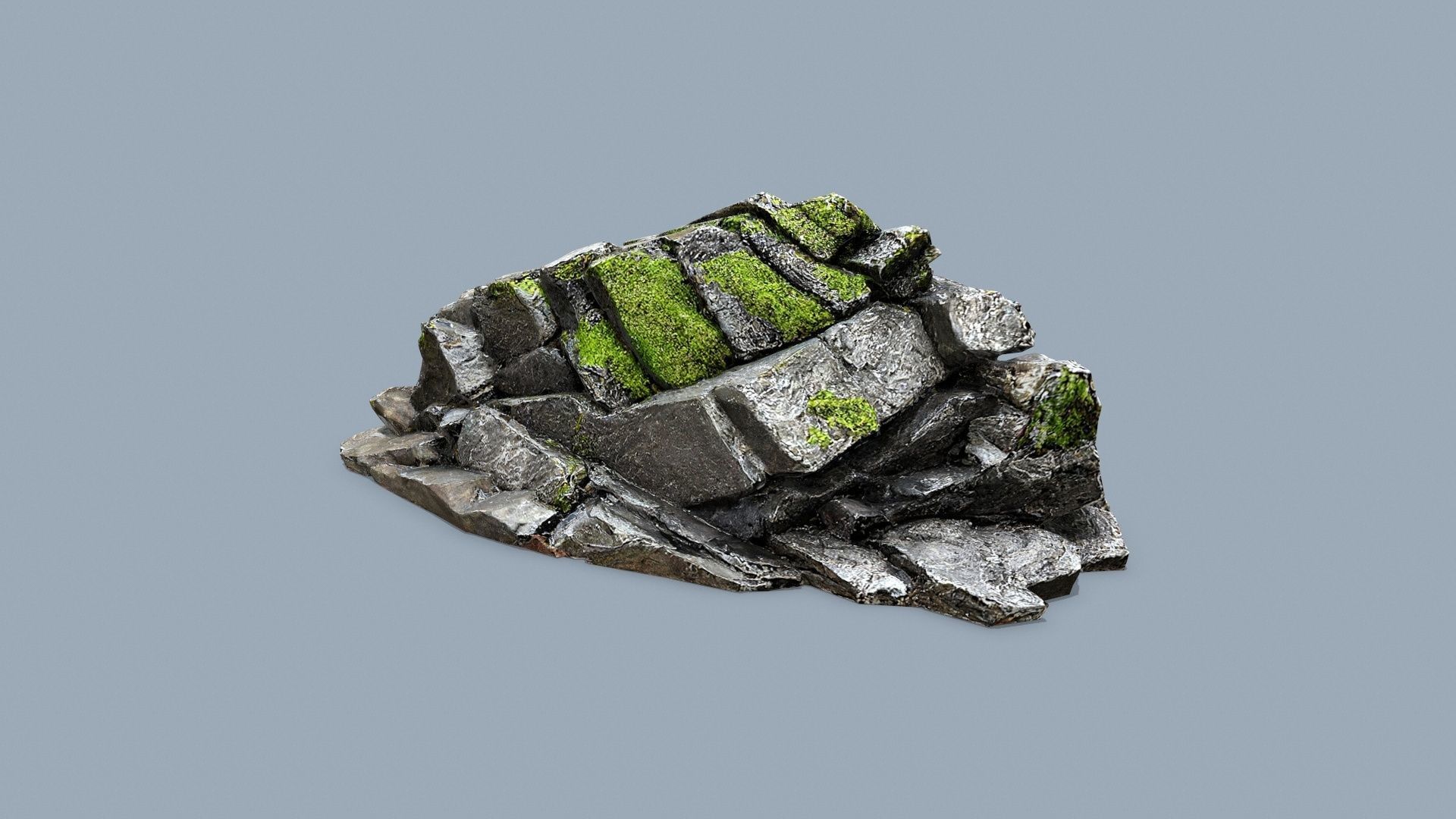 mossy rocks Low-poly 3D model_11