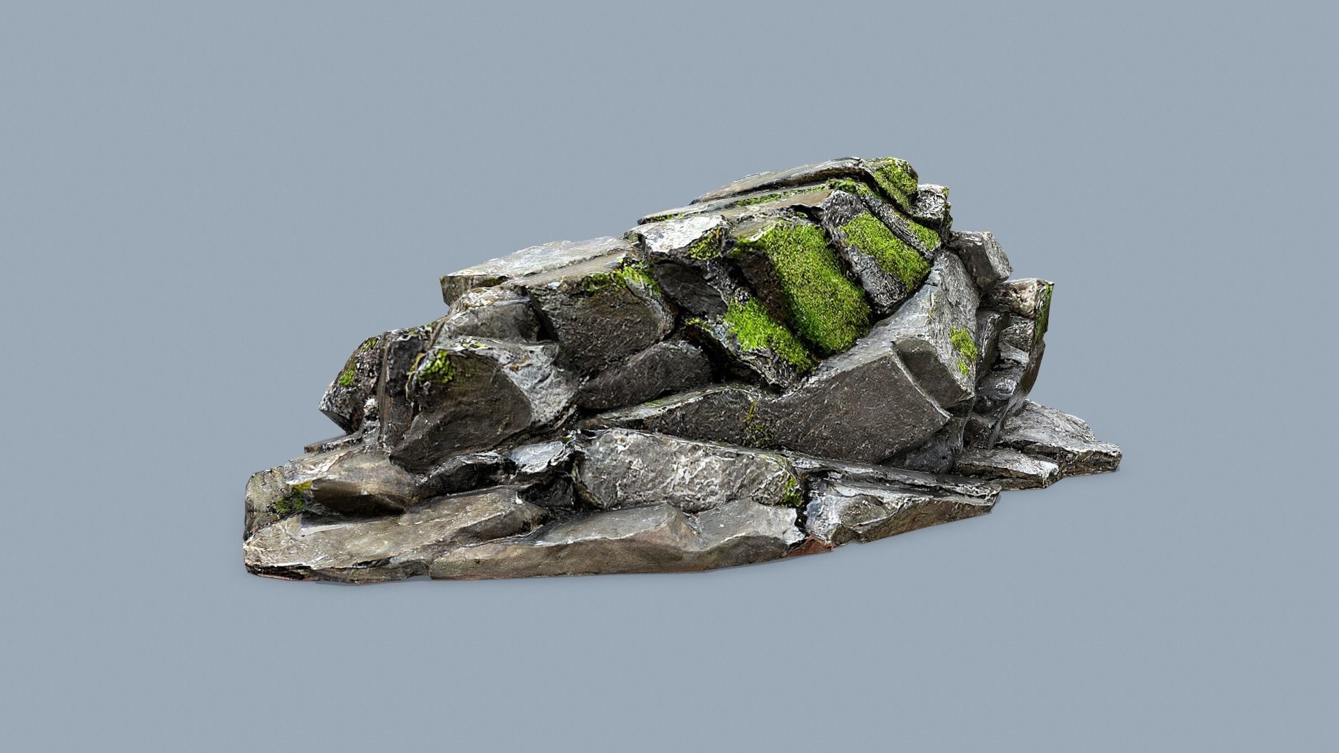 mossy rocks Low-poly 3D model_2