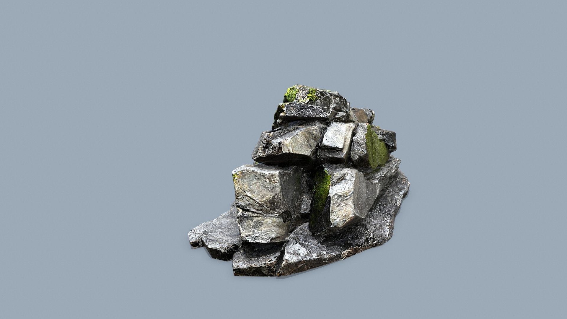 mossy rocks Low-poly 3D model_8