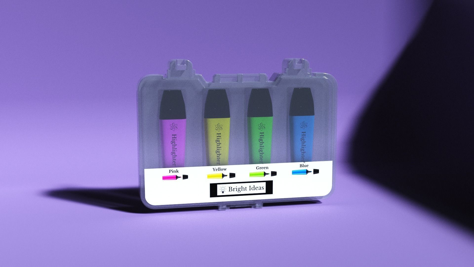 Highlighter Set Low-poly 3D model_1