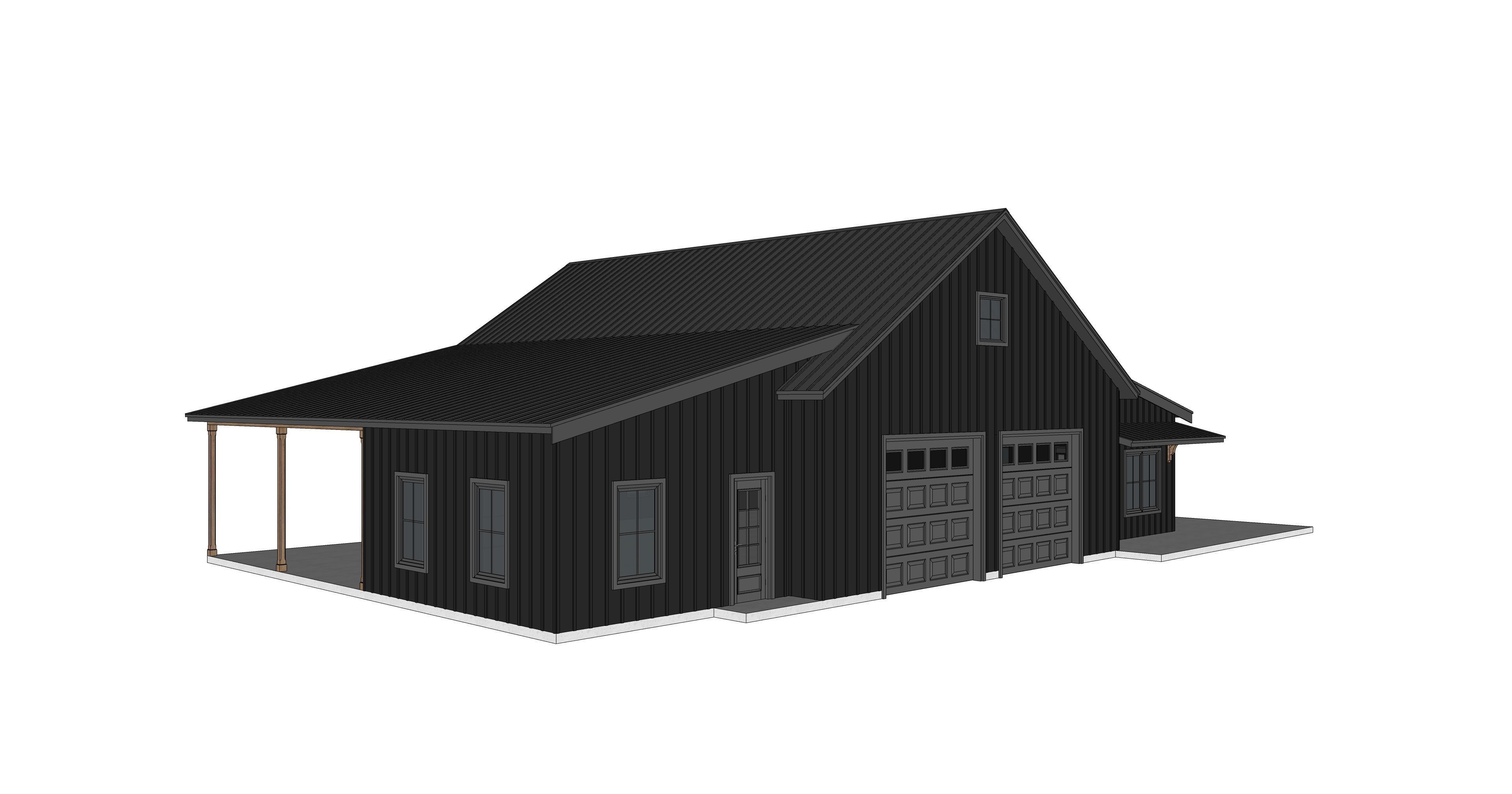 Barndominium House 073 -Archimple LLC Low-poly 3D model_5