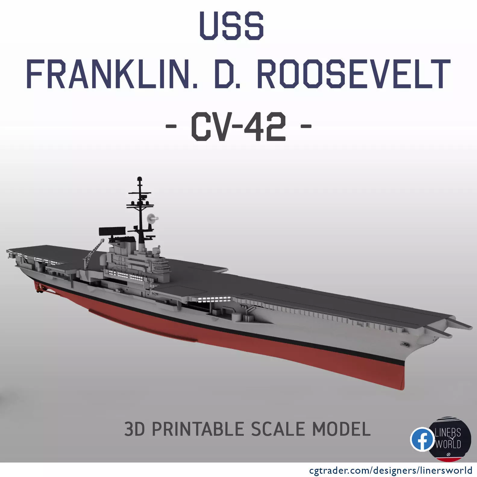 USS FRANKLIN D ROOSEVELT CV42 aircraft carrier print ready 3D print model