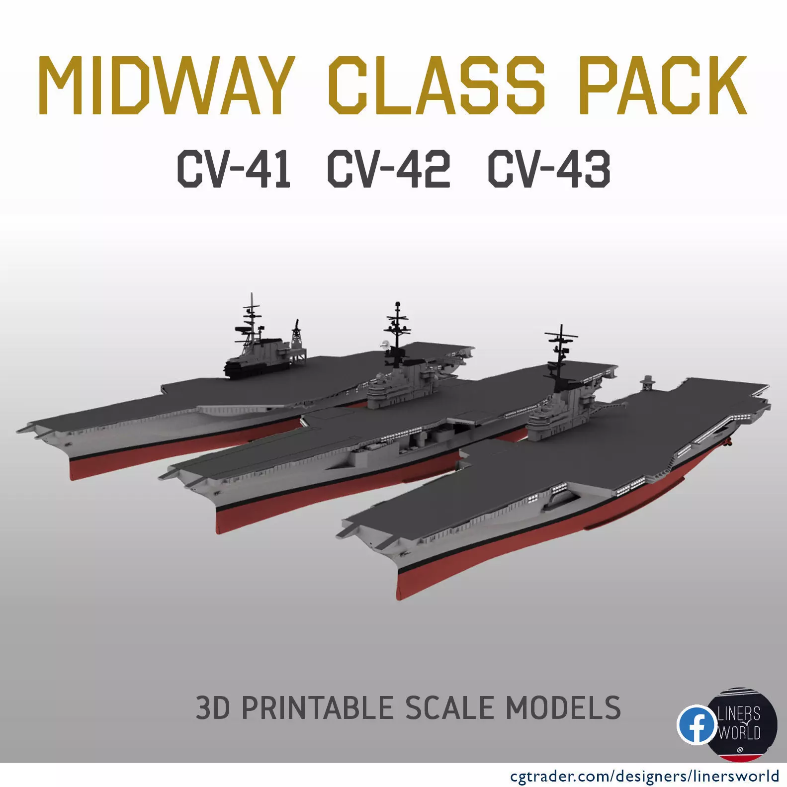  MIDWAY CLASS AIRCRAFT CARRIERS PACK CV41 CV42 CV43 3D Model Collection_0