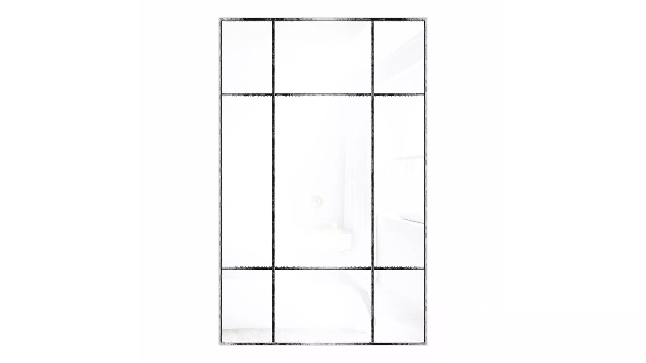 Black Metal Grid Mirror 3D model_0