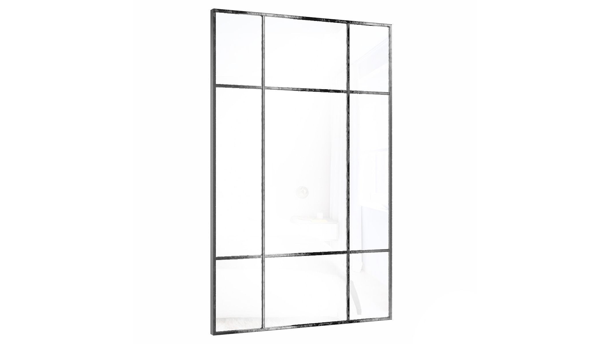 Black Metal Grid Mirror 3D model_1