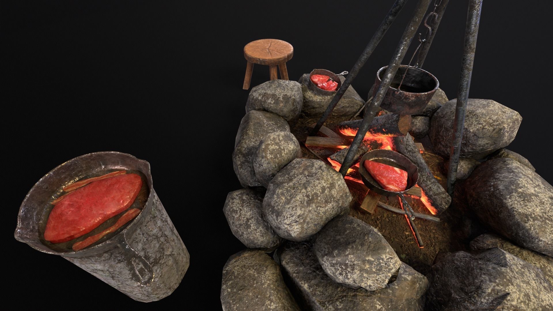 Cooking Campfire 3D Model Collection_12