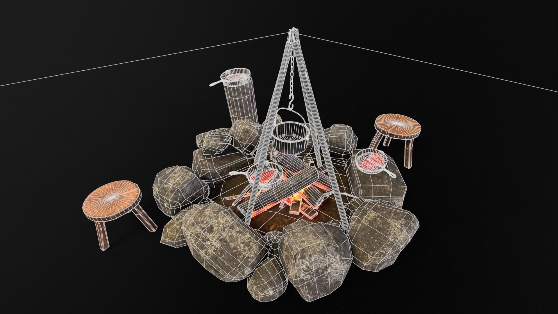 Cooking Campfire 3D Model Collection_7