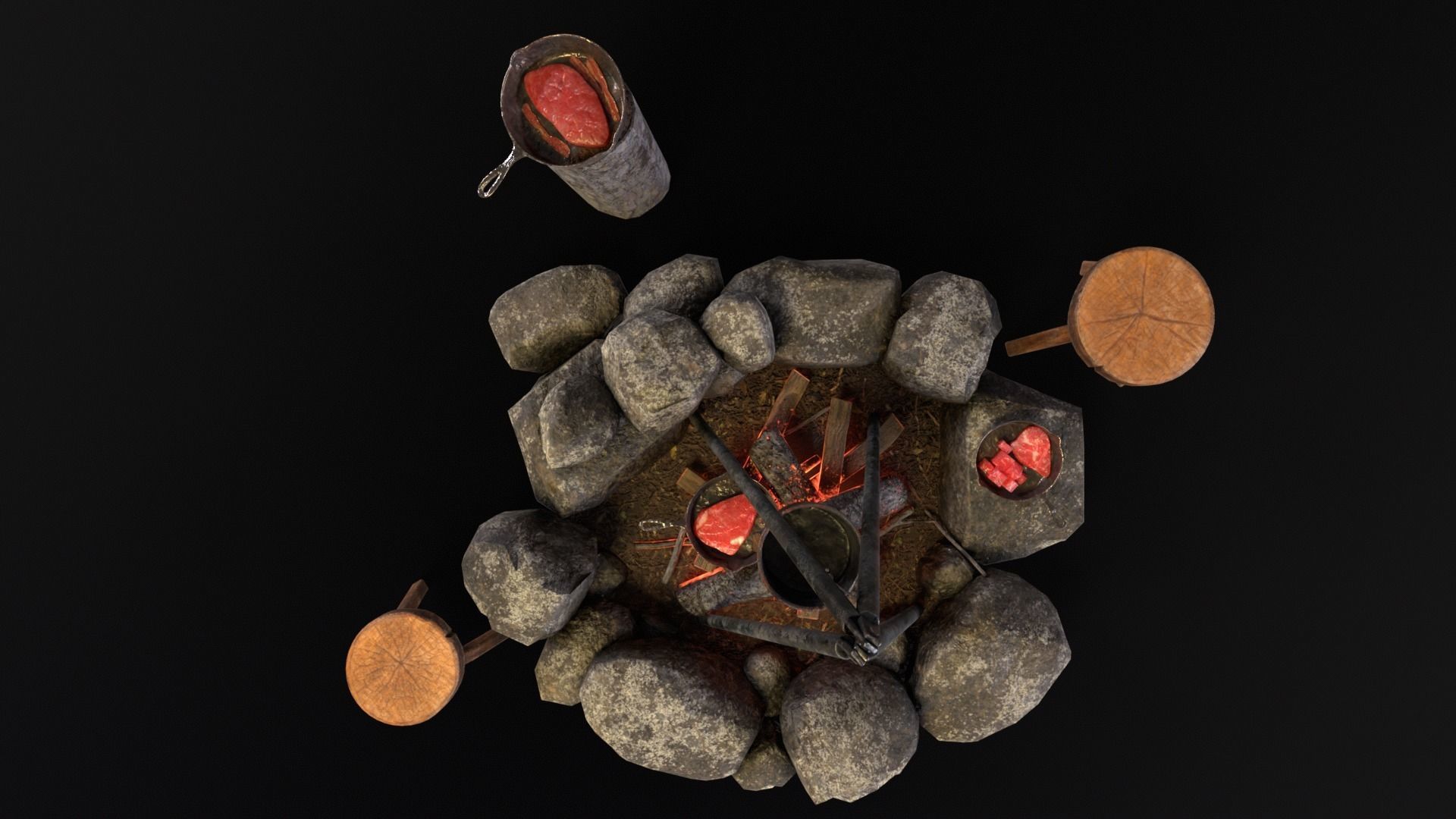 Cooking Campfire 3D Model Collection_9