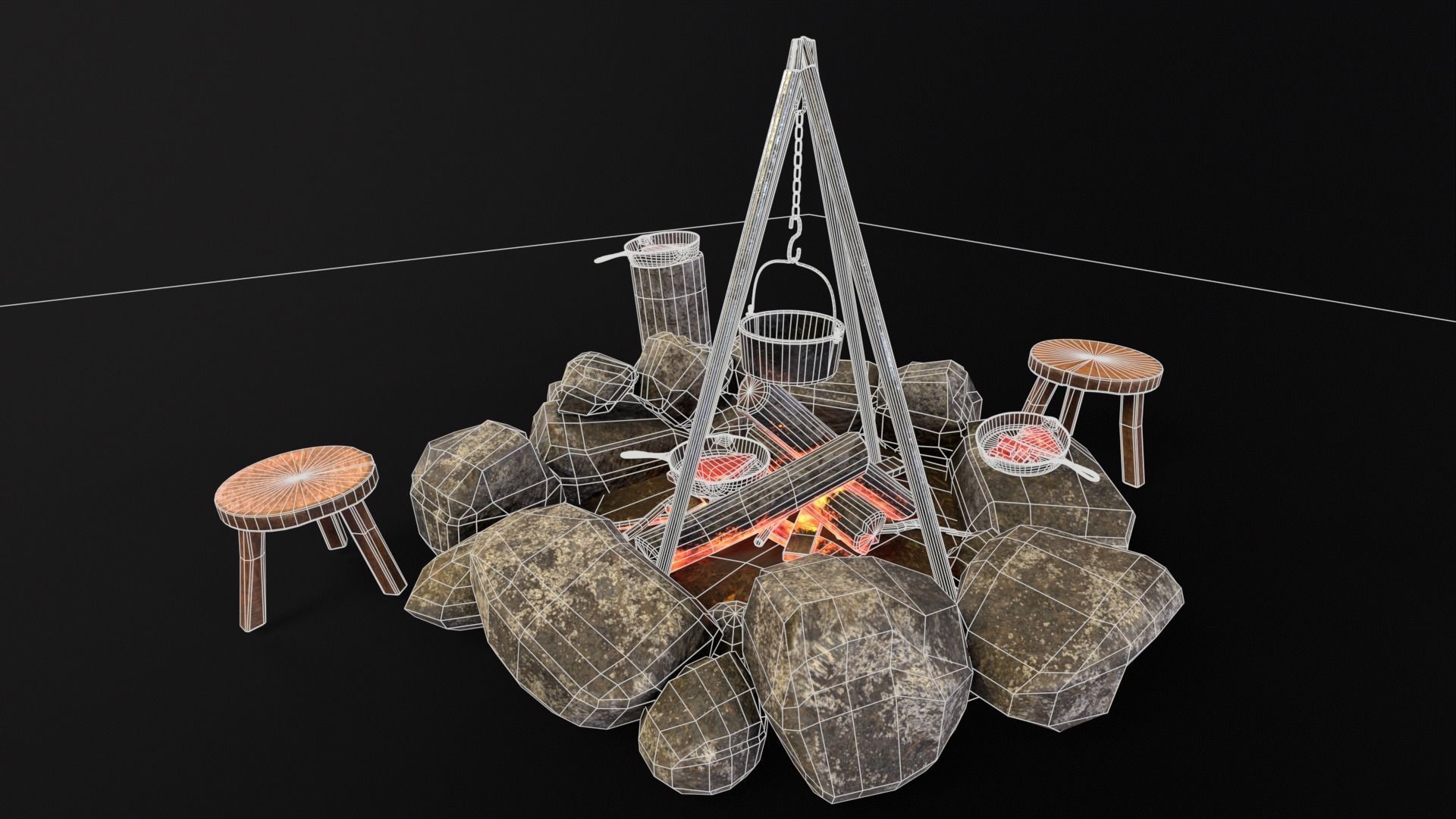 Cooking Campfire 3D Model Collection_16